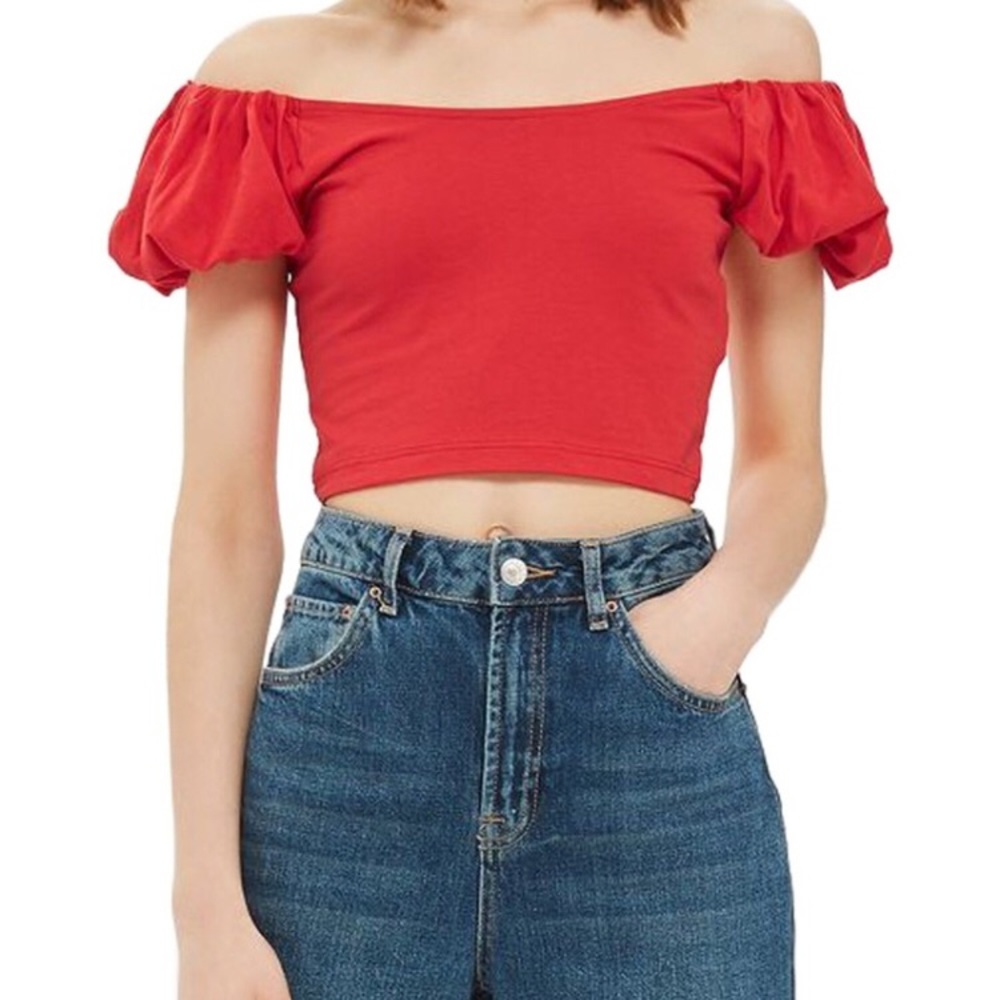 Topshop red crop top